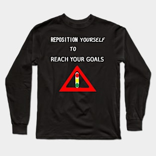 Reposition Yourself Illustration on Black Background Long Sleeve T-Shirt